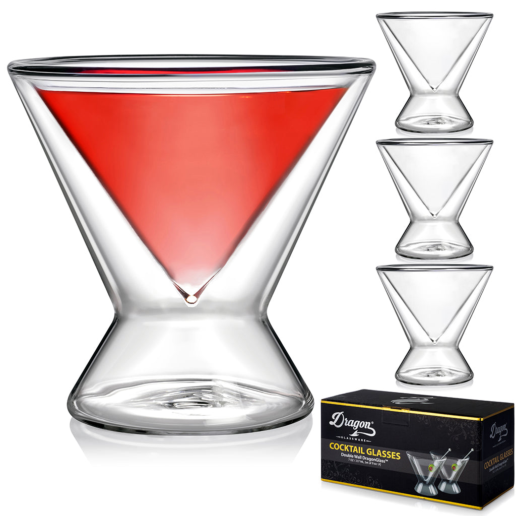 DRAGON GLASSWARE® - Stemless Martini Glasses - Set of 2/4/6 - 7oz