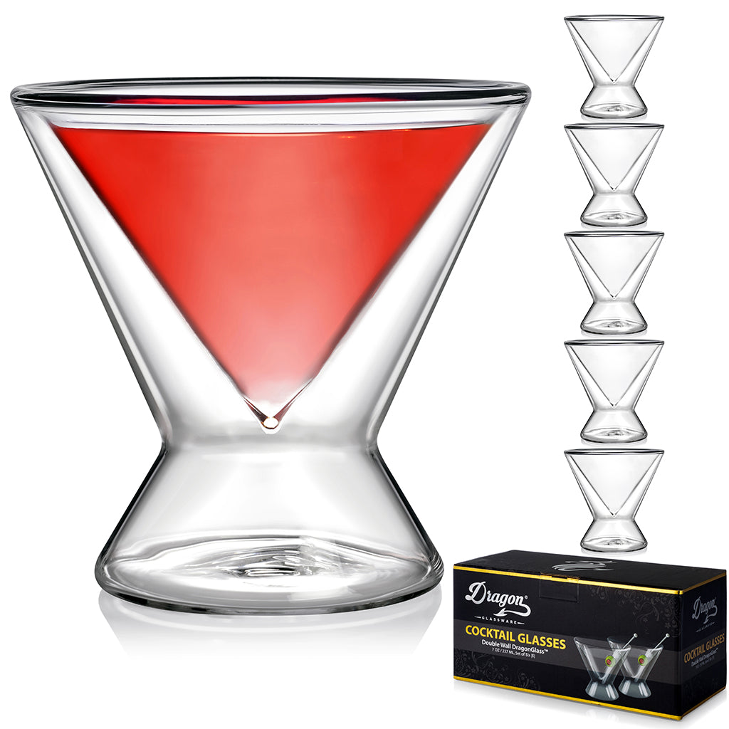 DRAGON GLASSWARE® - Stemless Martini Glasses - Set of 2/4/6 - 7oz
