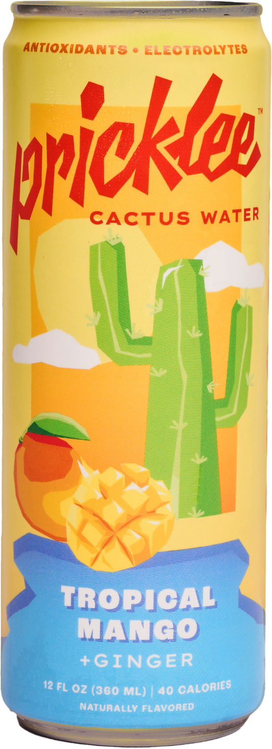 Pricklee Cactus Water - Tropical Mango + Ginger - 12 Pack