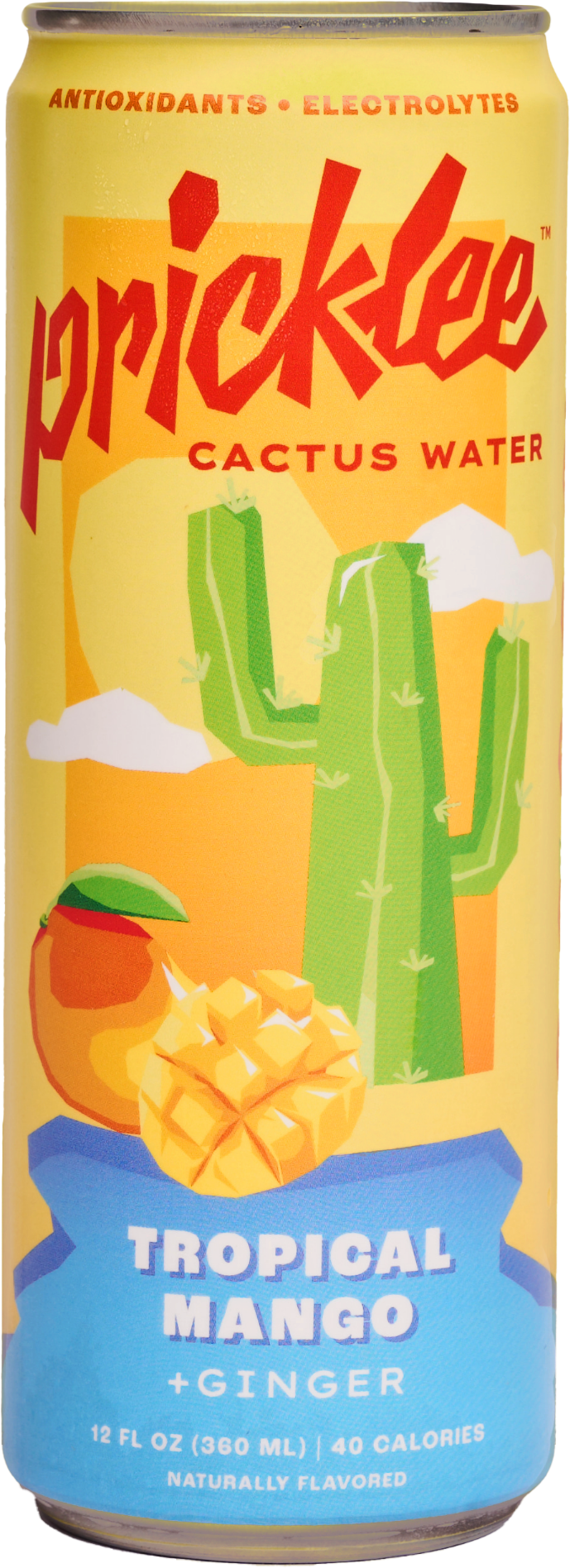 Pricklee Cactus Water - Tropical Mango + Ginger - 12 Pack