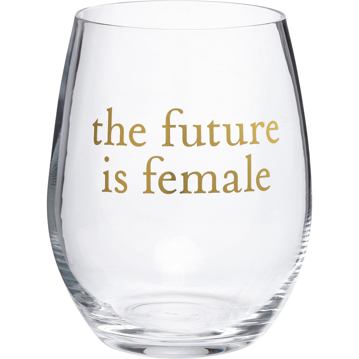 The Bullish Store - The Future Is Female Stemless Wine Glass with Cylinder Gift Box - 15oz