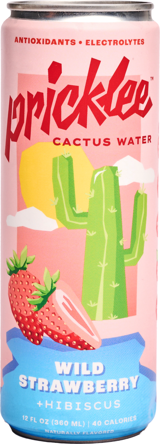 Pricklee Cactus Water - Wild Strawberry + Hibiscus - 12 Pack