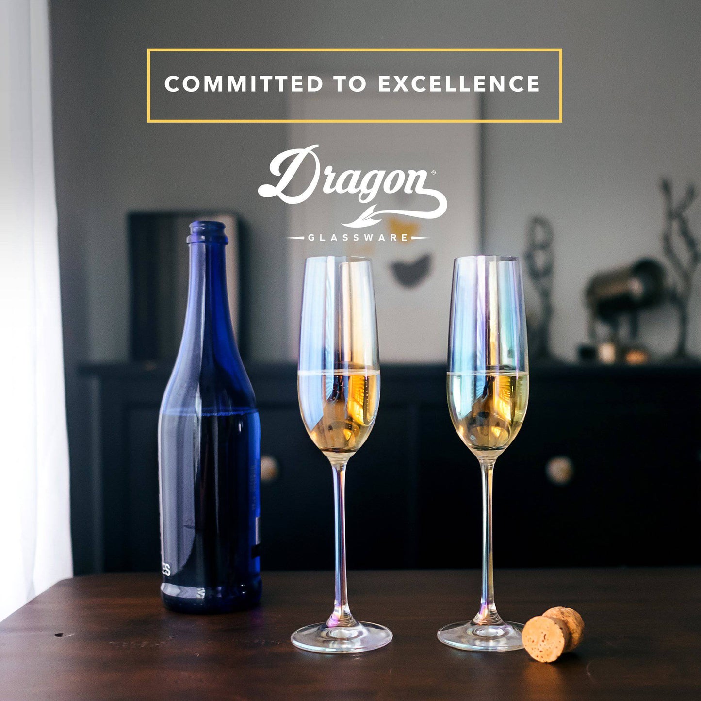DRAGON GLASSWARE® - Champagne Flutes - Set of 2 - 8oz